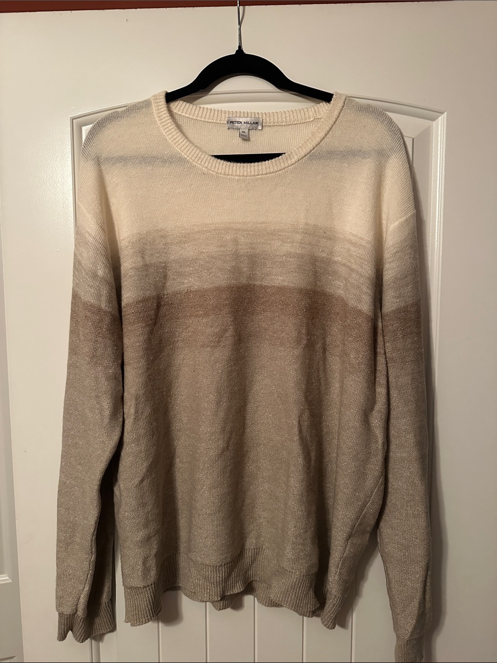 Peter Millar Ombre Crewneck Sweater in Cream and Brown Tones